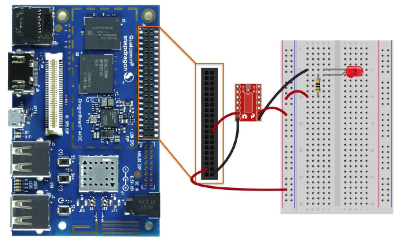 DragonBoard Manage LED Breadboard